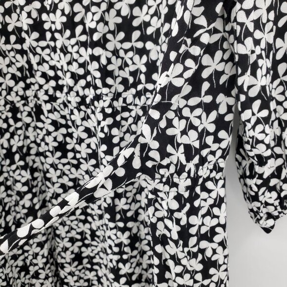 NWT Who What Wear Tossed Cloverbud Black and White Print 3/4 Sleeve Romper 4X - Picture 9 of 13